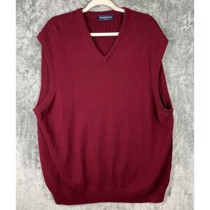 Austin Reed Knit Sweater Vest Mens XXL‎ 2XL Red Cotton Grandpa Old Money Preppy